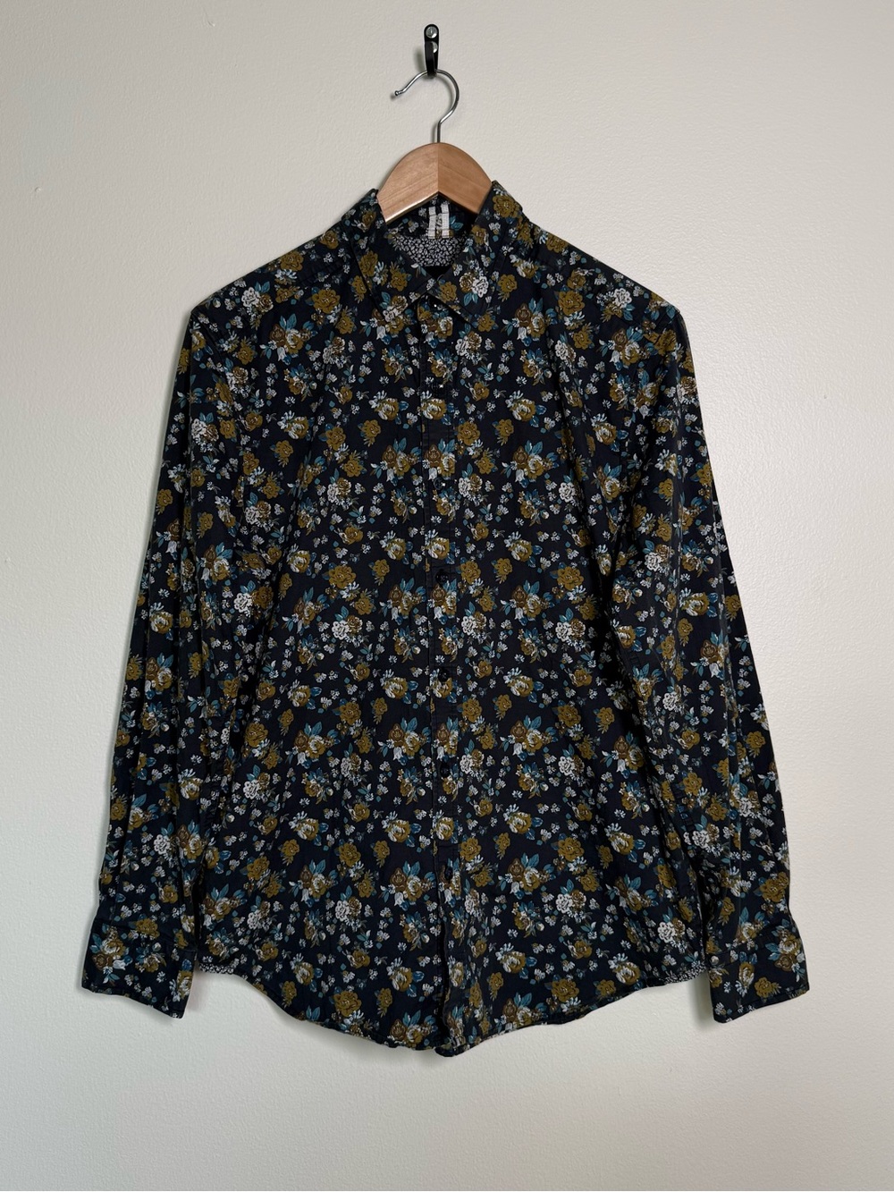 Robert Graham Shirt Mens Sz L Navy Blue Floral Button Down Long Sleeve Office